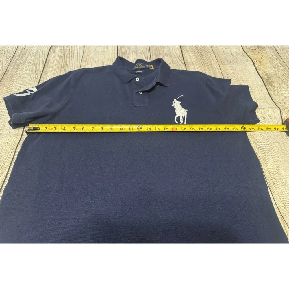 Ralph Lauren POLO Big Pony Navy Blue Custom Slim Fit Polo Shirt Sz XXL GT32